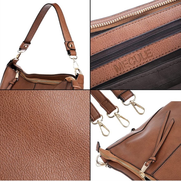 Mecule Women's Brown 3 in 1 Hobo Handbags - Picture 2 of 6